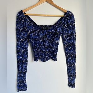 NWT/NEW - Long-Sleeve Blue Star Cutout Crop Top - UO - Small